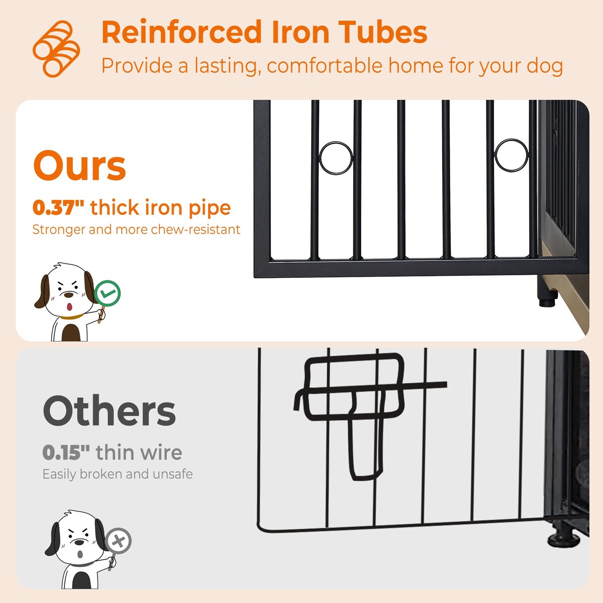 Meuble TV pour cage pour chien de grande race de 70,86 pouces avec coussin et double compartiment (coussin non inclus)