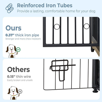 Meuble TV pour cage pour chien de grande race de 70,86 pouces avec coussin et double compartiment (coussin non inclus)