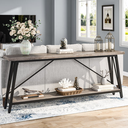 Table console extra longue de 70,9 pouces, style industriel.