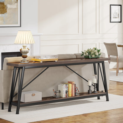 Table console extra longue de 70,9 pouces, style industriel.