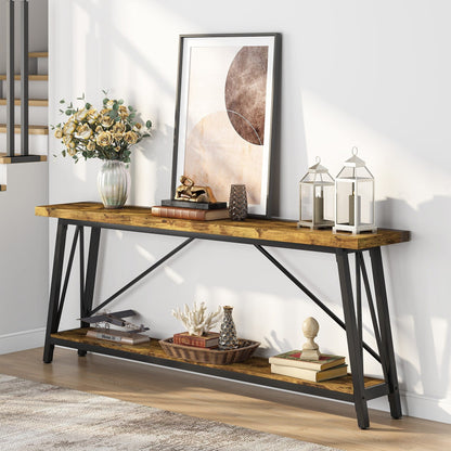 Table console extra longue de 70,9 pouces, style industriel.