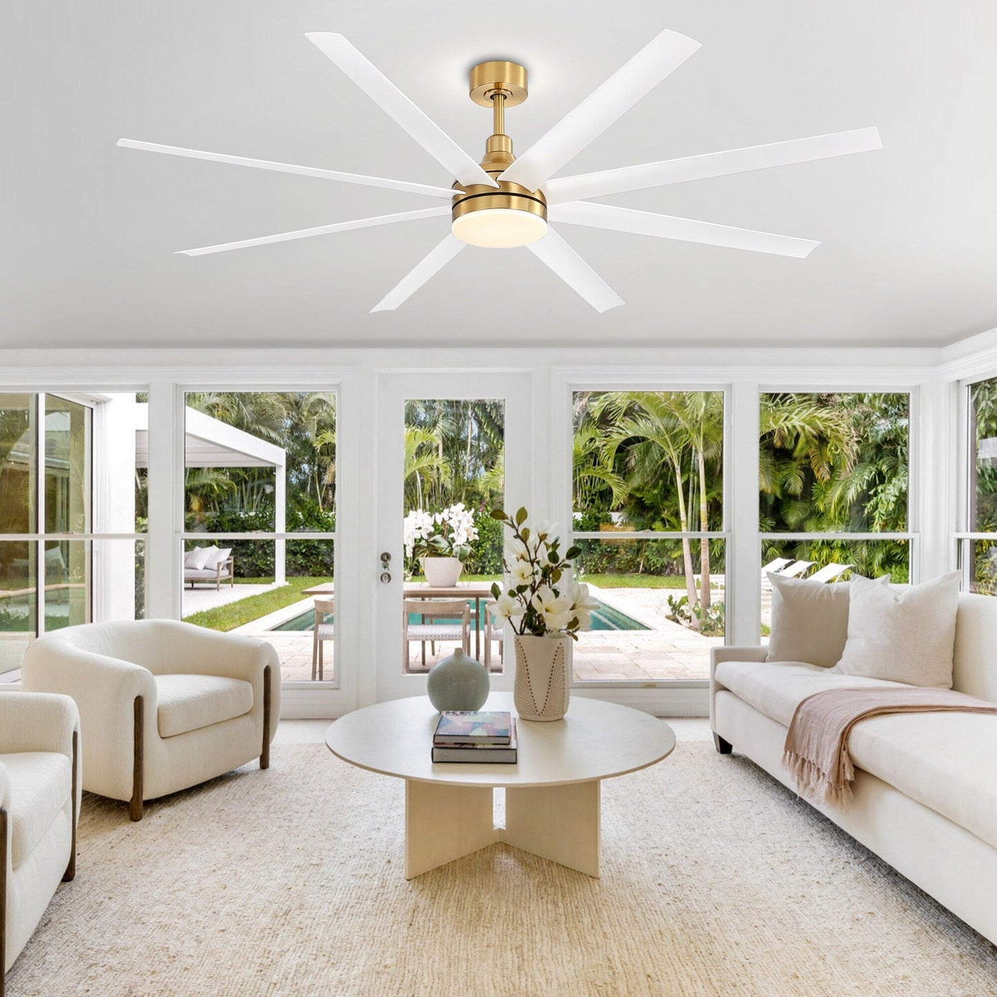 Ventilateur de plafond 72 pouces avec télécommande et éclairage LED - 8 pales - 72 pouces