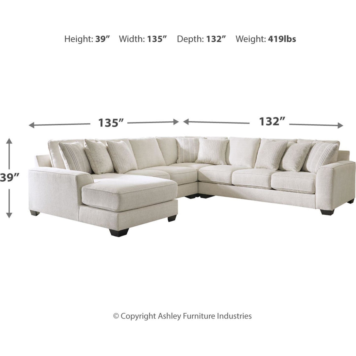 Canapé d'angle 4 pièces exclusif Lerenza avec méridienne
