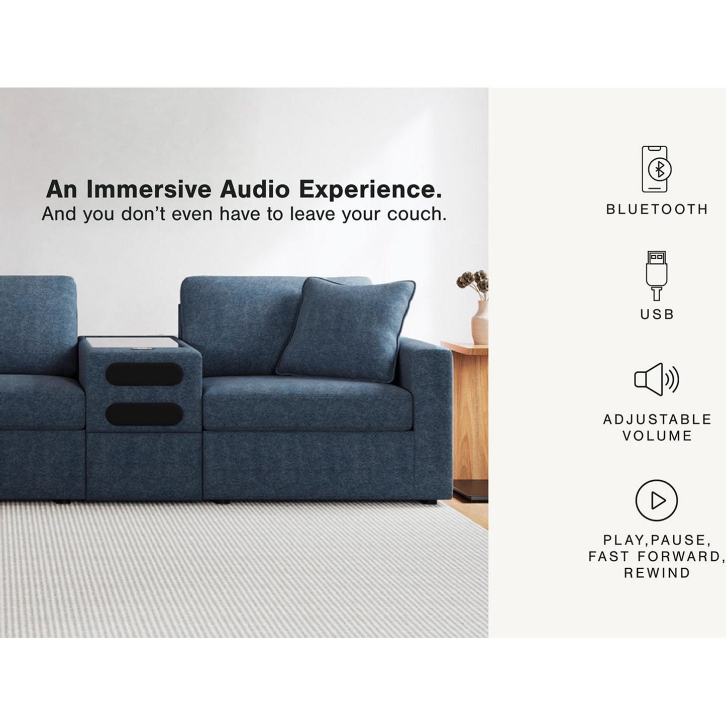 Canapé d'angle modulaire Modmax 8 pièces avec consoles audio