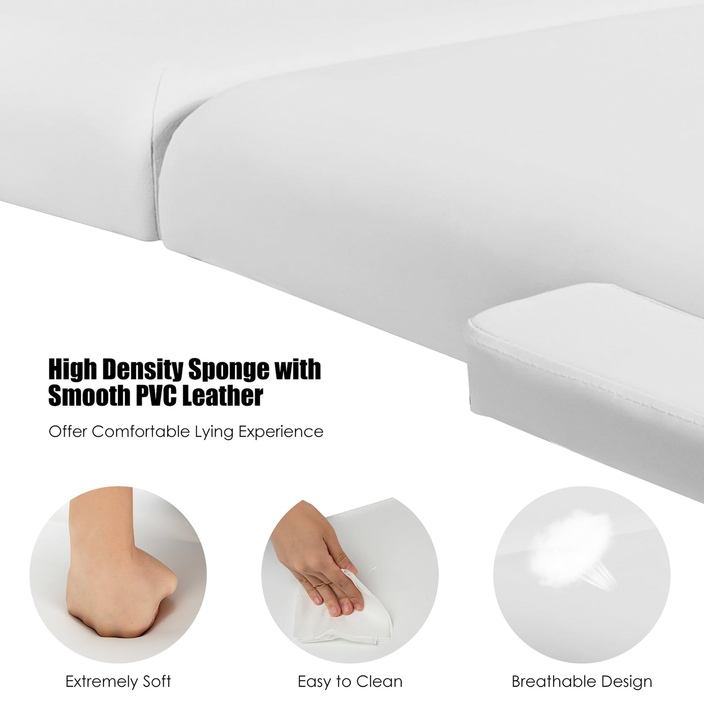 Table de massage portable de 213 cm (84 po) de long, réglable, pour le visage, les soins spa et les tatouages, avec sac de transport.