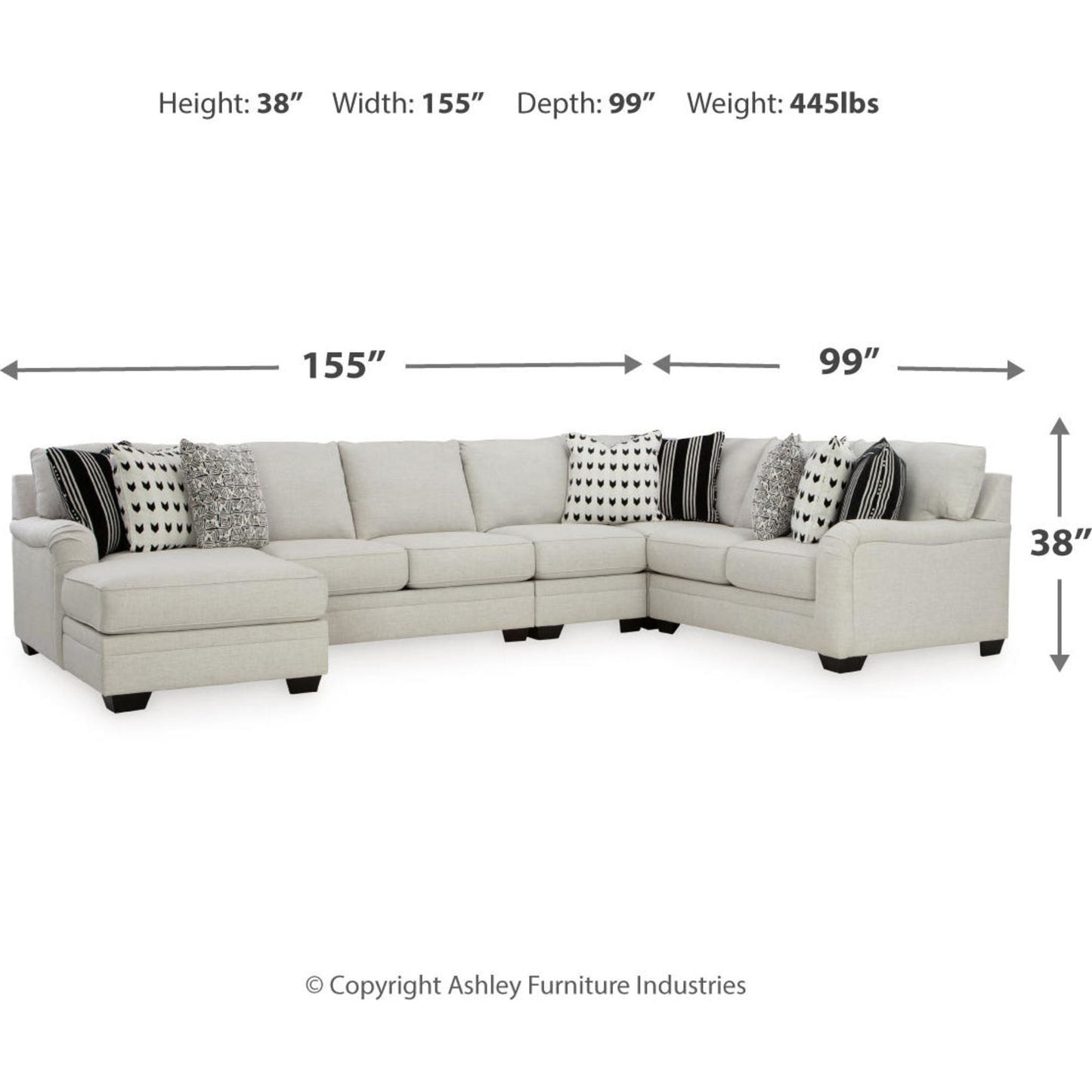 Canapé d'angle Huntsworth 5 pièces avec méridienne