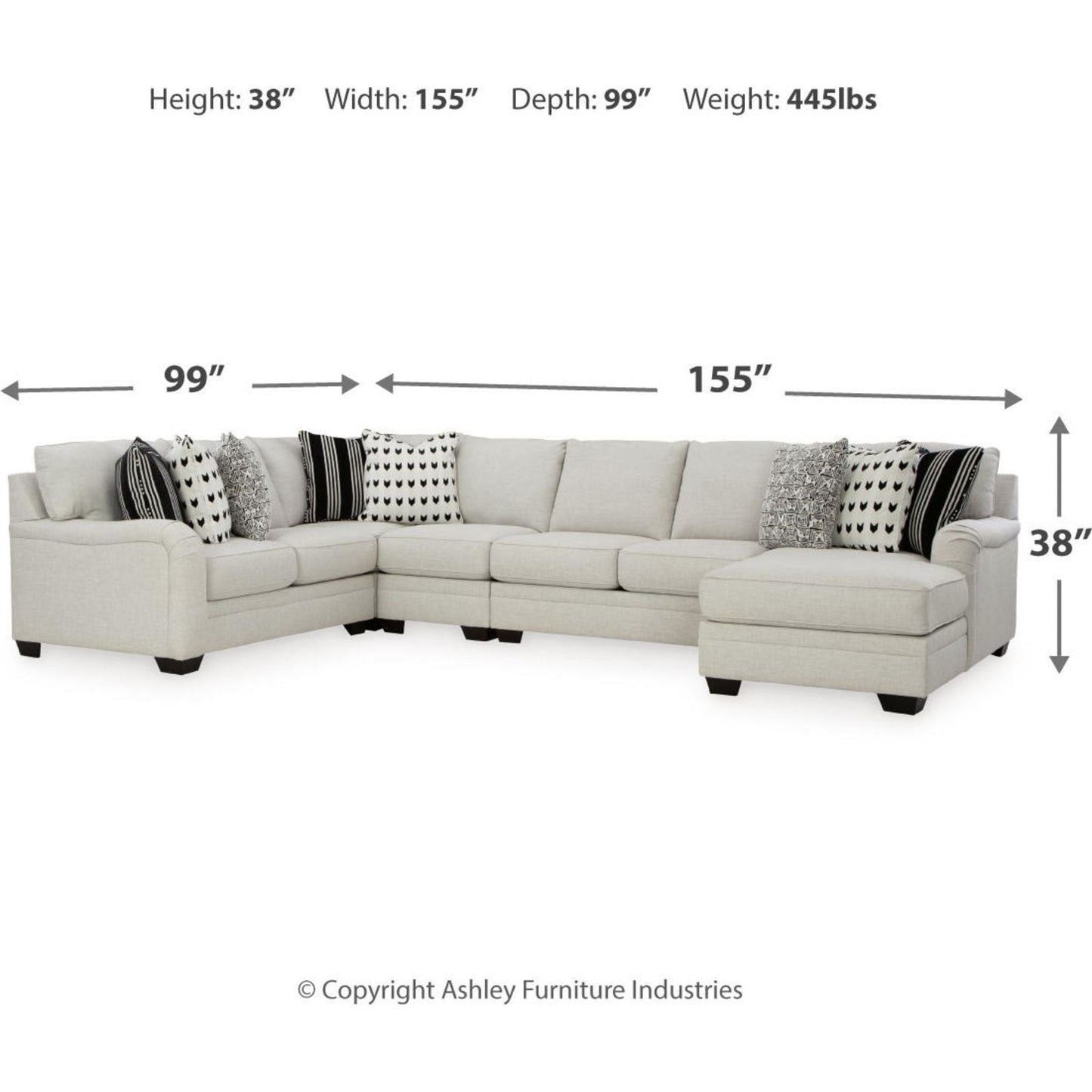 Canapé d'angle Huntsworth 5 pièces avec méridienne