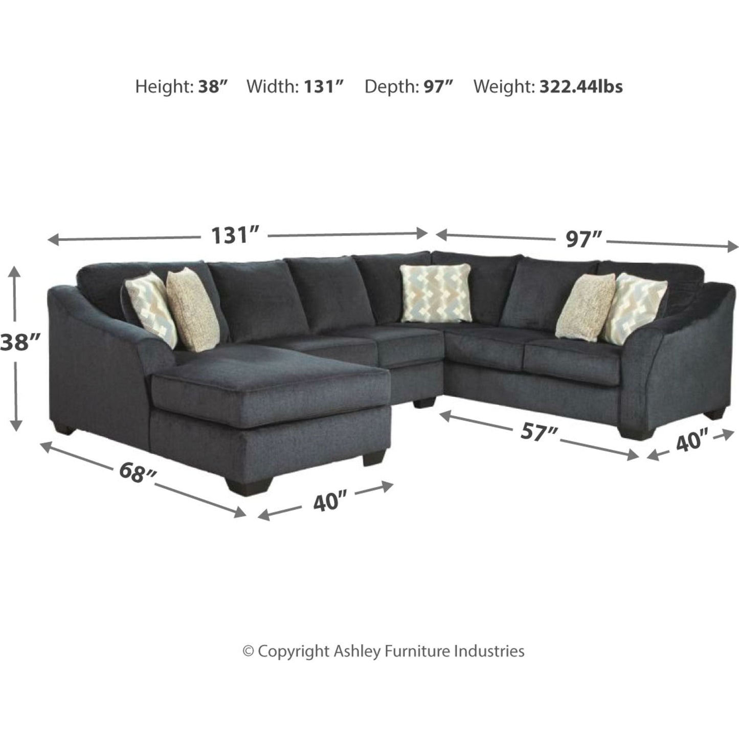Canapé d'angle Eltmann 3 pièces