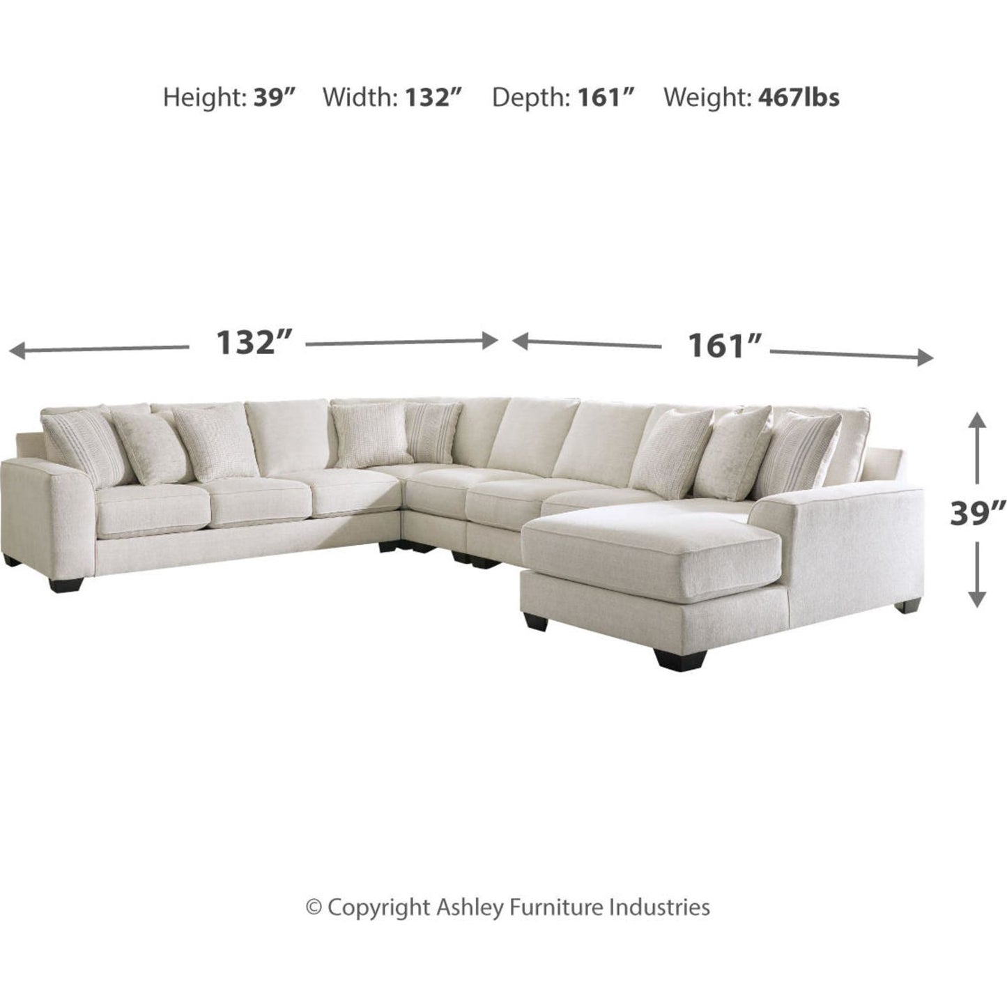 Canapé d'angle 5 pièces exclusif Lerenza avec méridienne