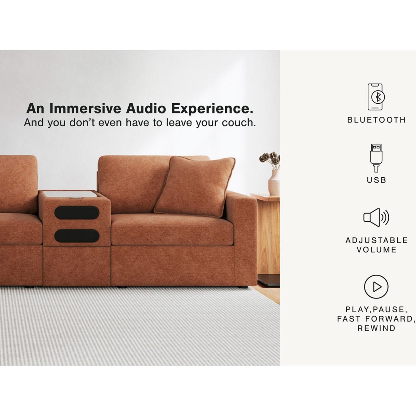 Canapé d'angle modulaire Modmax 3 pièces avec console audio