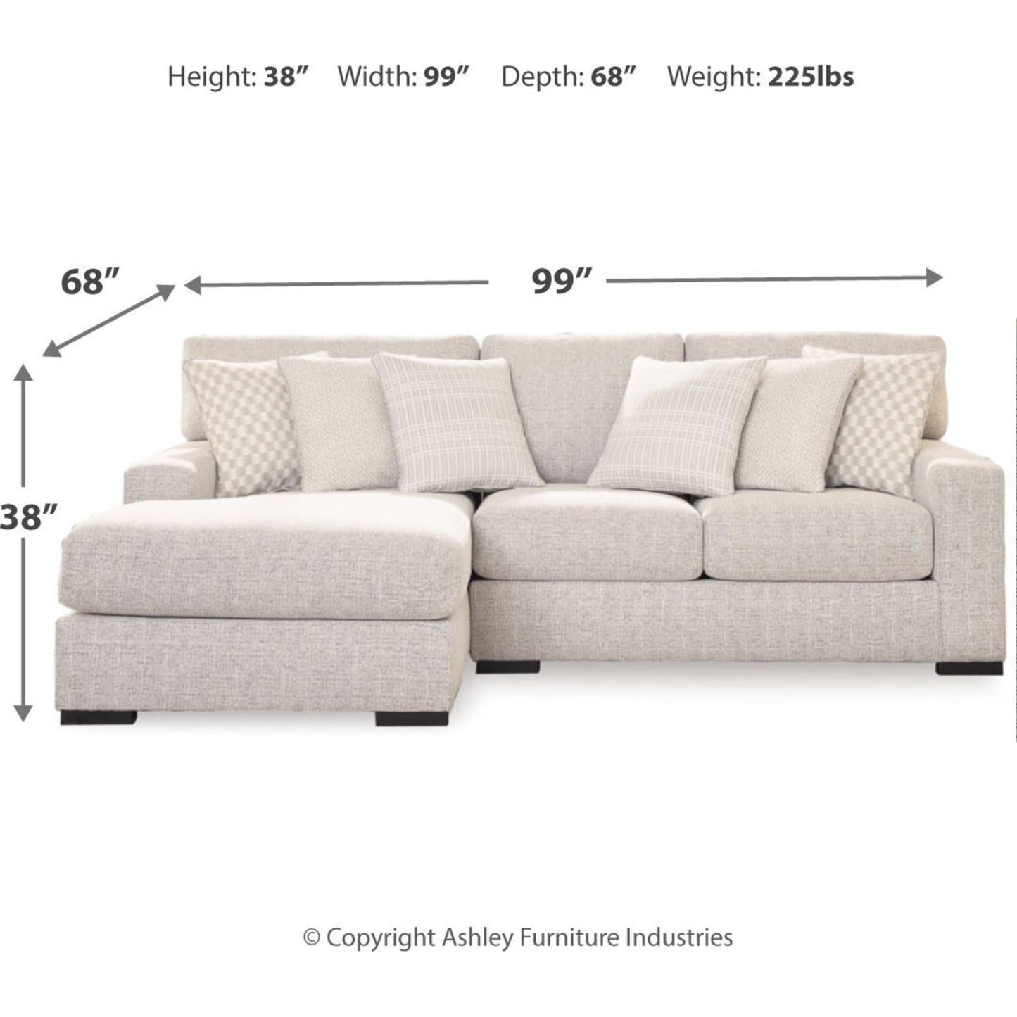 Canapé d'angle 2 pièces exclusif Larce avec méridienne