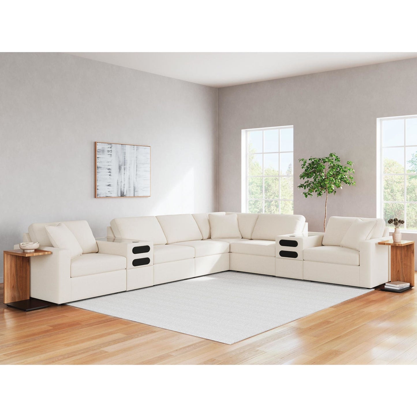 Canapé d'angle modulaire Modmax 8 pièces avec consoles audio