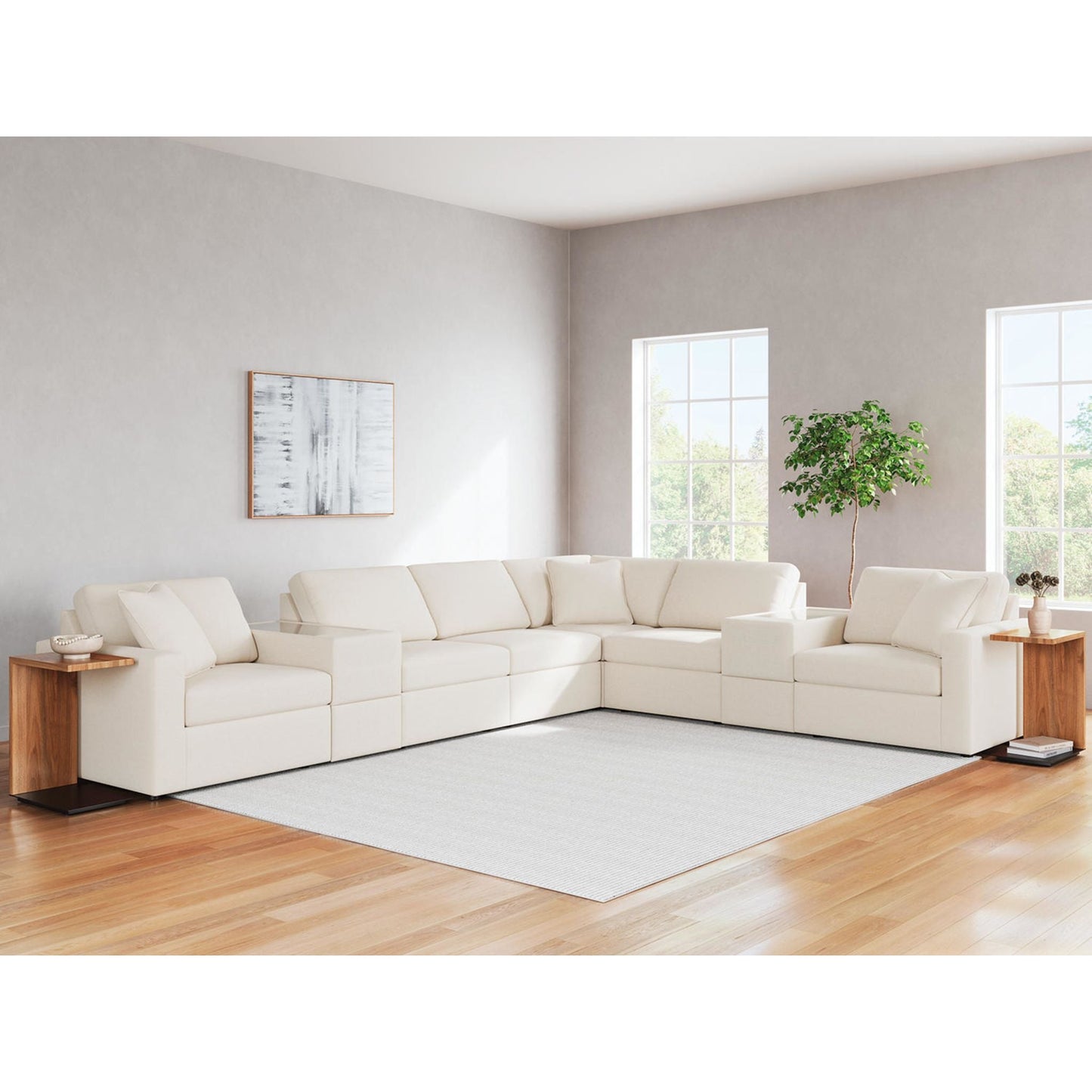 Canapé d'angle modulaire Modmax 8 pièces avec consoles de rangement