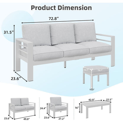 Ensemble de mobilier de patio en aluminium AECOJOY 7 pièces, ensemble de conversation d'extérieur