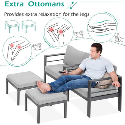 Ensemble de mobilier de patio en aluminium AECOJOY 7 pièces, ensemble de conversation d'extérieur