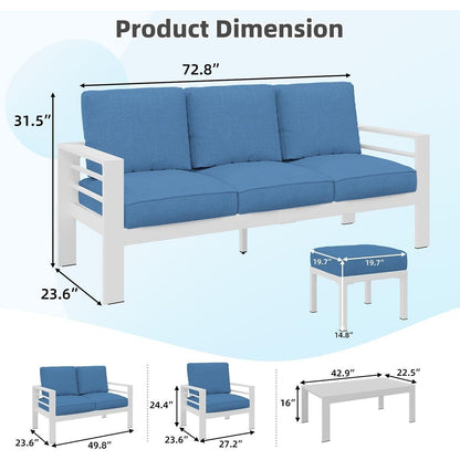 Ensemble de mobilier de patio en aluminium AECOJOY 7 pièces, ensemble de conversation d'extérieur
