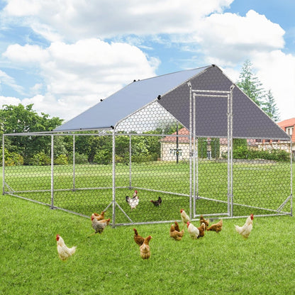 AECOJOY Grand poulailler métallique avec enclos et cage à poules accessibles à pied