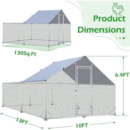 AECOJOY Grand poulailler métallique avec enclos et cage à poules accessibles à pied