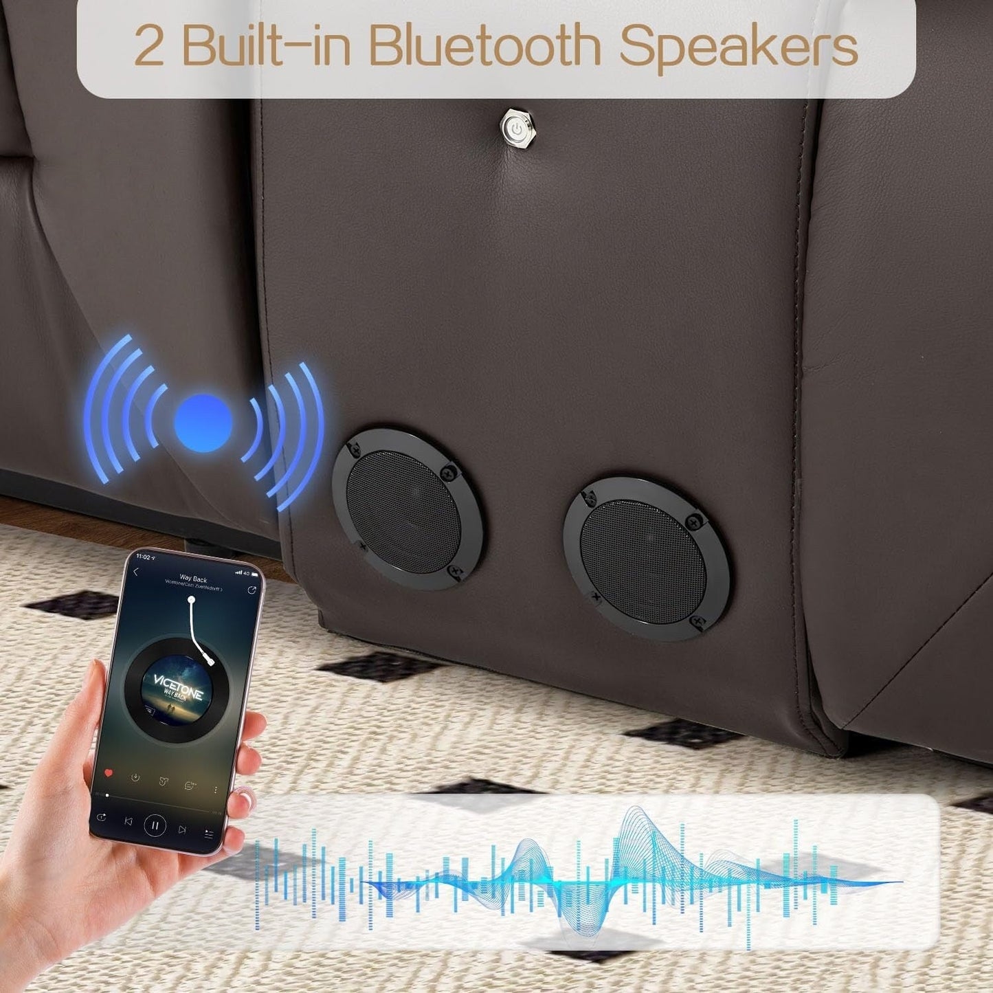 Canapé inclinable manuel AECOJOY pour camping-car, canapé inclinable en polyuréthane, sièges de cinéma maison avec console