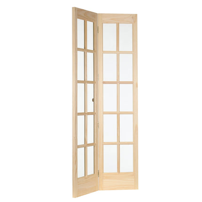 Porte pliante traditionnelle AWC en pin brut à vitrage divisé de 91 cm (36 pouces)