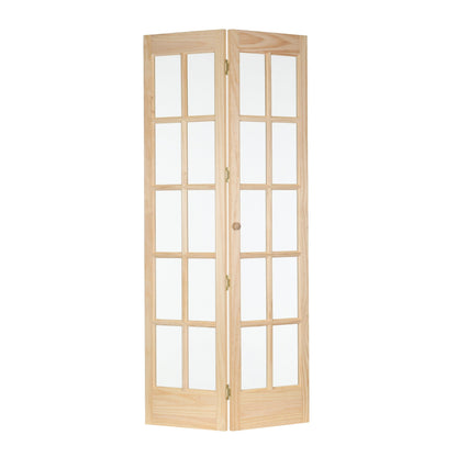 Porte pliante traditionnelle AWC en pin brut à vitrage divisé de 91 cm (36 pouces)
