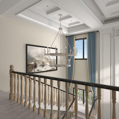 Lustre Acroma moderne à 20 lumières, style ferme, rond, 40 po, en forme de roue de chariot, homologué UL.