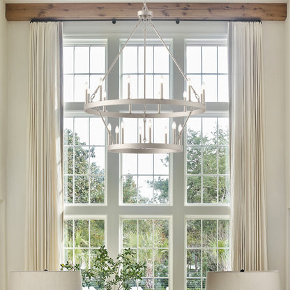 Lustre Acroma moderne à 20 lumières, style ferme, rond, 40 po, en forme de roue de chariot, homologué UL.