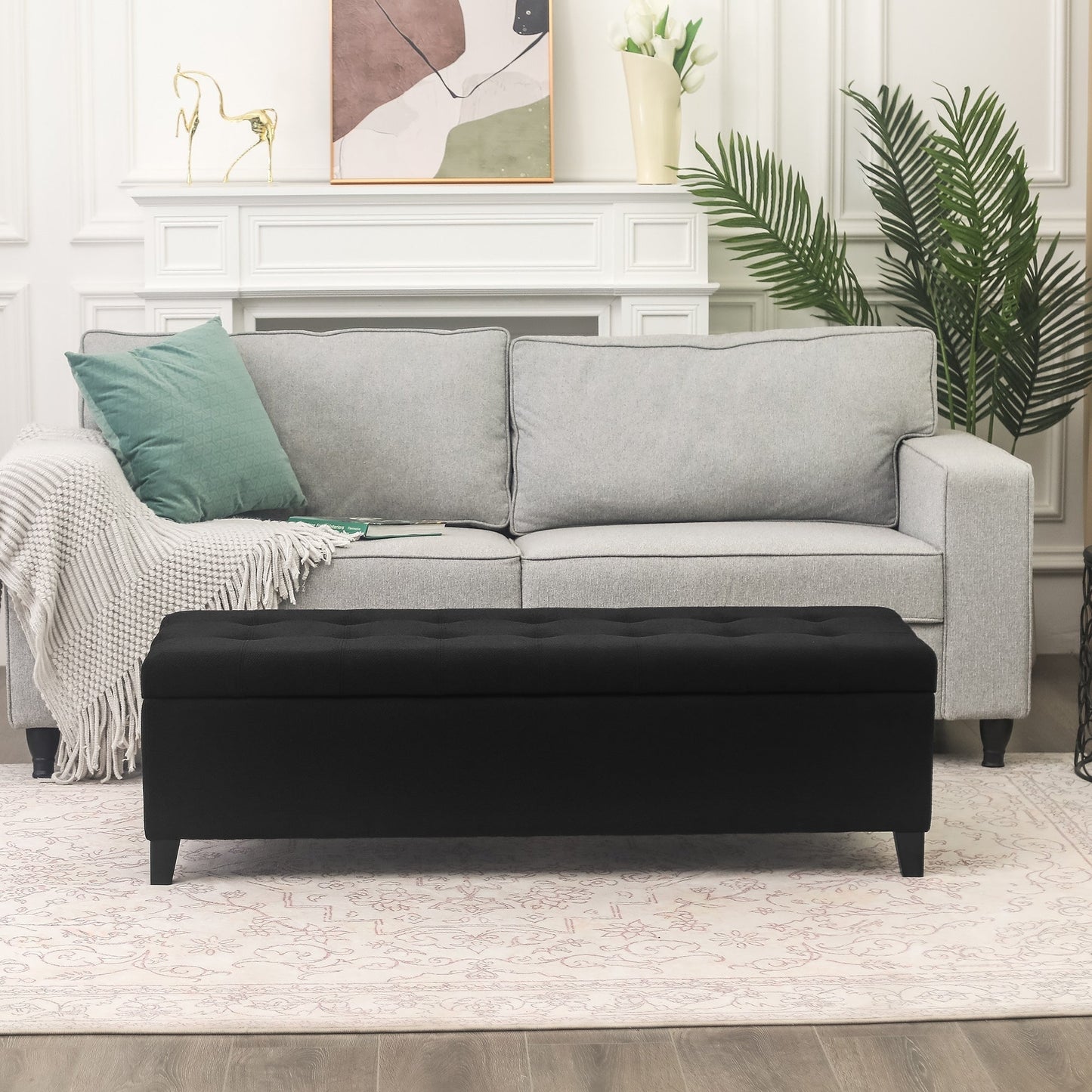 Banc coffre de rangement en cuir reconstitué Adeco 50