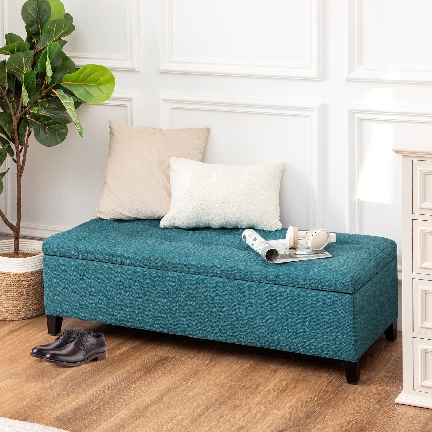 Banc coffre de rangement en cuir reconstitué Adeco 50