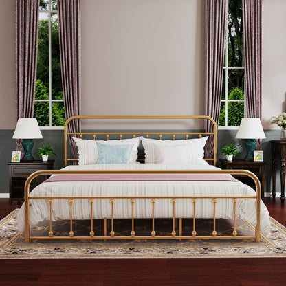 Cadre de lit plateforme en métal style vintage simple Alazyhome, montage facile