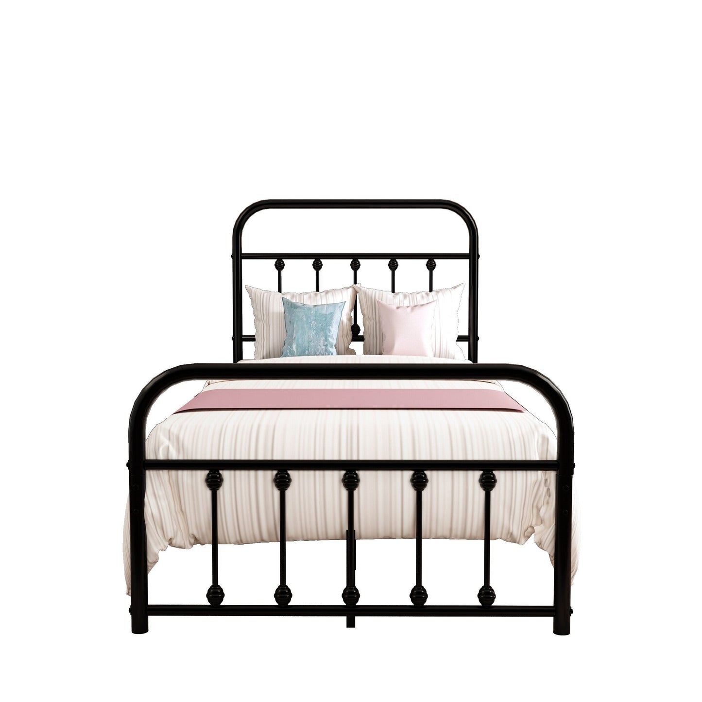 Cadre de lit plateforme en métal style vintage simple Alazyhome, montage facile