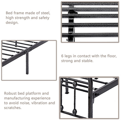 Cadre de lit plateforme en métal style vintage simple Alazyhome, montage facile