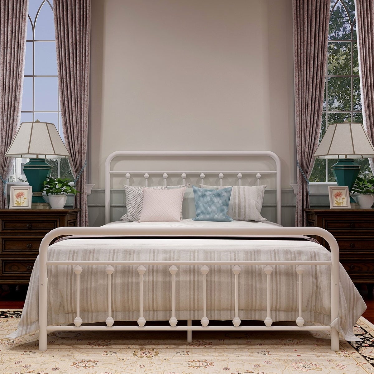 Cadre de lit plateforme en métal style vintage simple Alazyhome, montage facile