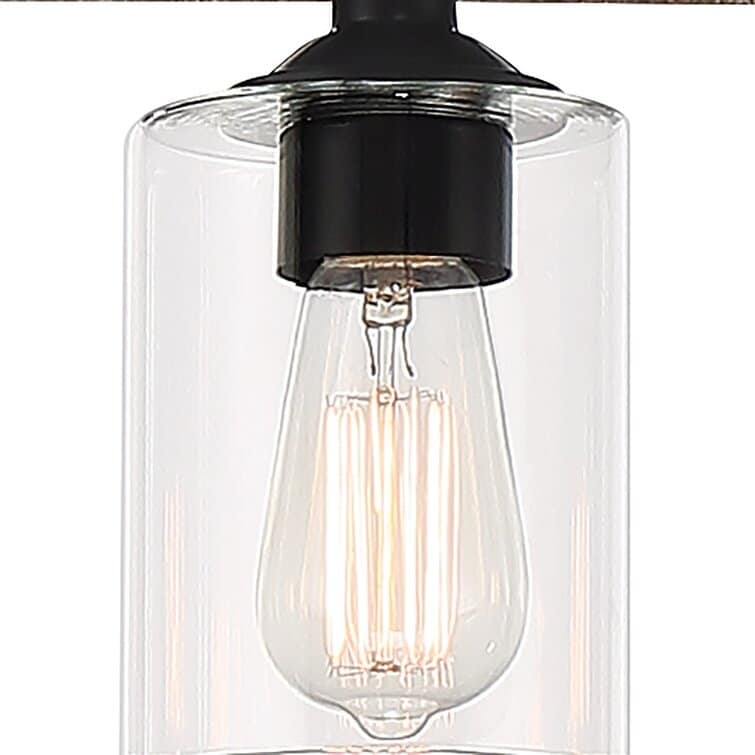 Lustre linéaire rectangulaire Allegray de style ferme, 7 lumières, 132 cm (52 ​​po), suspension pour îlot de cuisine.