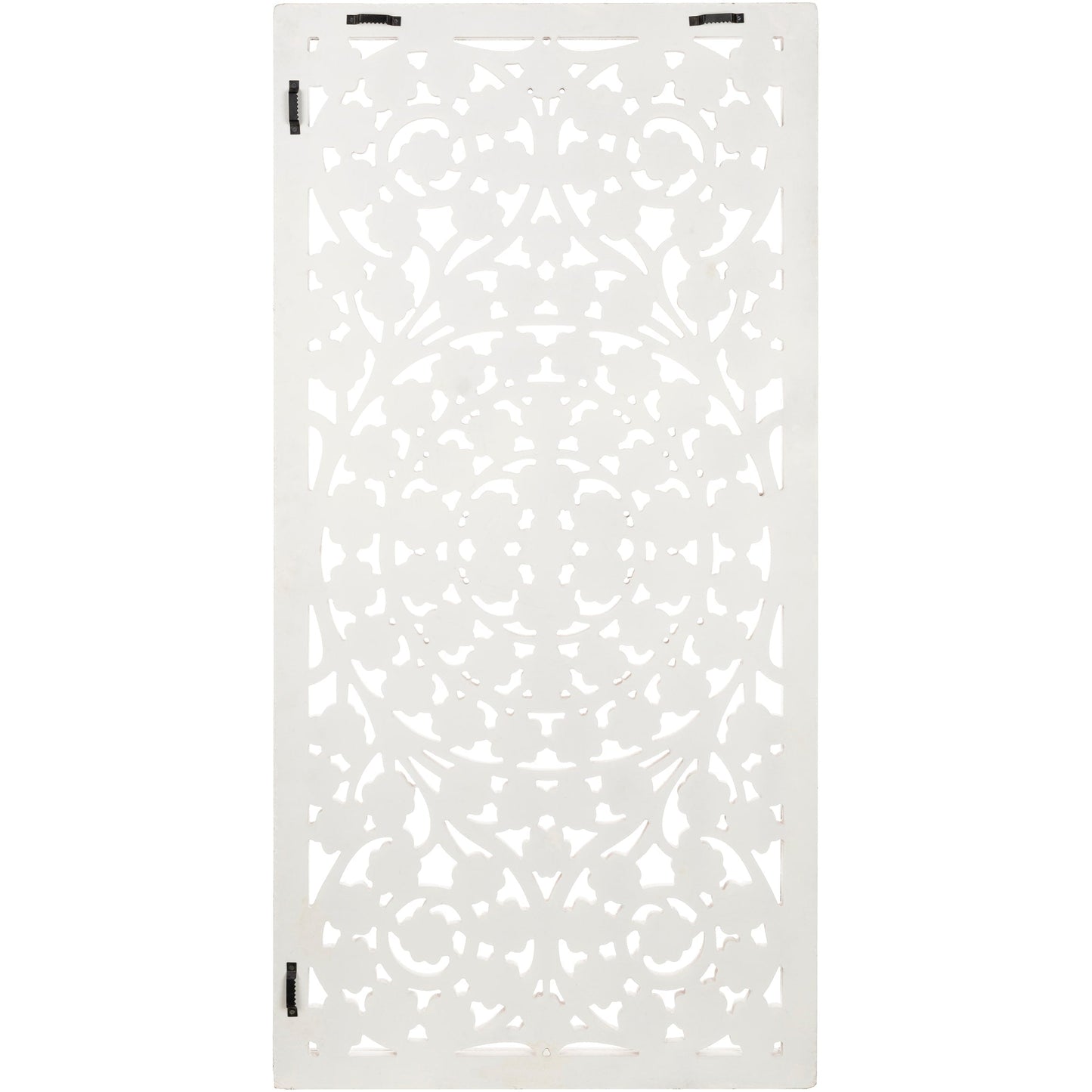 Panneau mural Allen White blanchi, sculpté à la main, 122 x 71 cm, avec incrustation de miroir