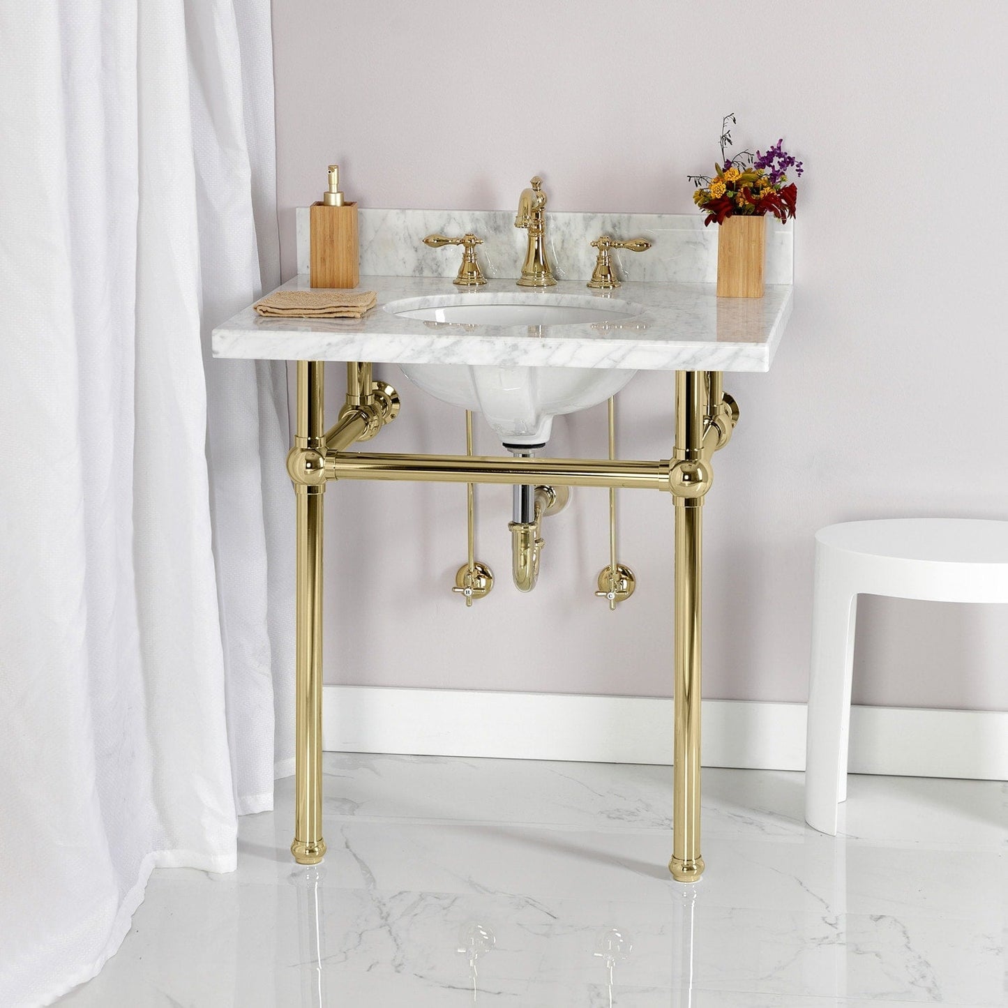 Robinet de salle de bain à entraxe large de style classique américain