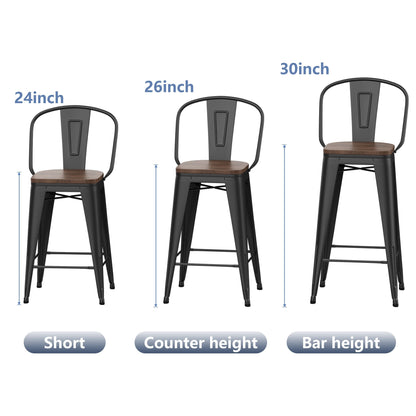 Tabourets de bar style ferme Andeworld, ensemble de 4 tabourets de bar hauteur comptoir - Lot de 4