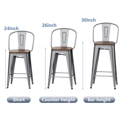 Tabourets de bar style ferme Andeworld, ensemble de 4 tabourets de bar hauteur comptoir - Lot de 4