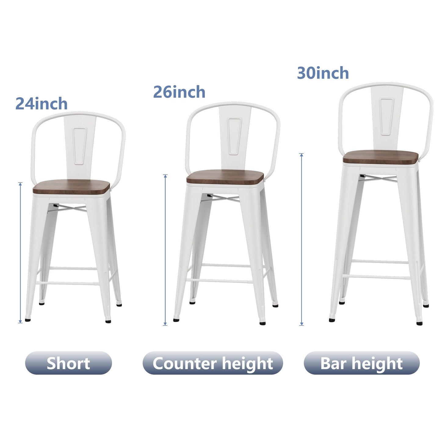 Tabourets de bar style ferme Andeworld, ensemble de 4 tabourets de bar hauteur comptoir - Lot de 4