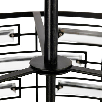 Lustre Anita à abat-jour tambour et prisme en verre transparent