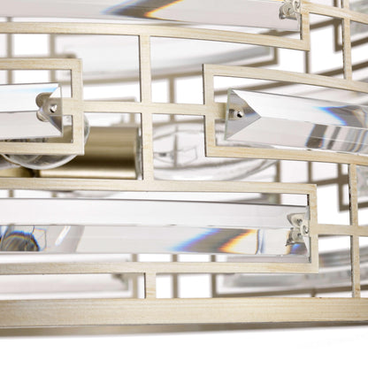 Lustre Anita à abat-jour tambour et prisme en verre transparent