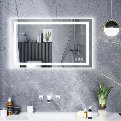 Miroir de salle de bain antibuée rétroéclairé RGB et éclairé par LED