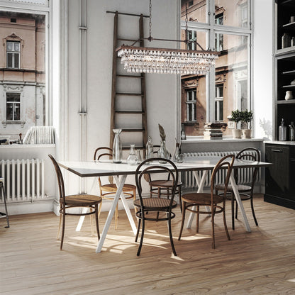 Luminaire rectangulaire à 6 lumières pour îlot de cuisine, en bronze antique, avec suspension en cristal - Bronze antique