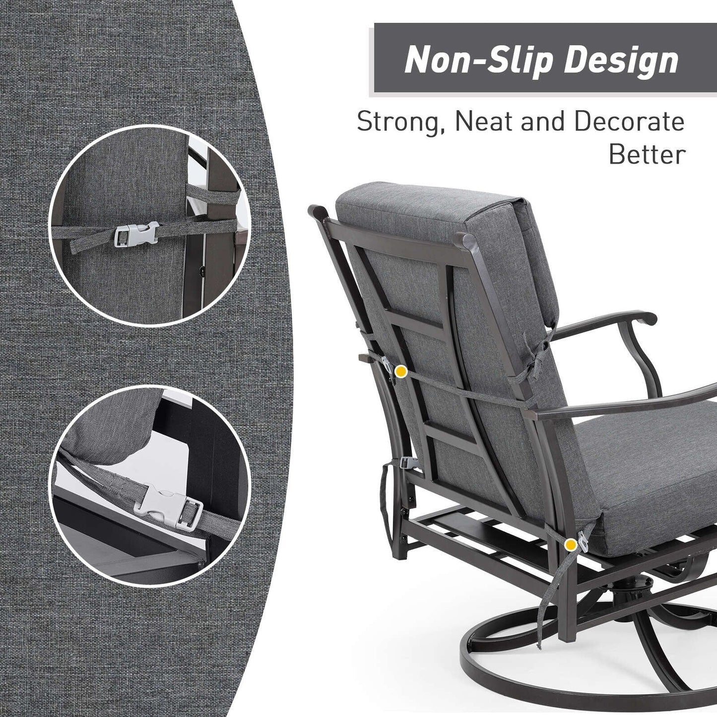 Ensemble de 4 coussins pour chaise de patio à dossier haut Aoodor, 46 x 21 x 4 pouces (coussins seulement)