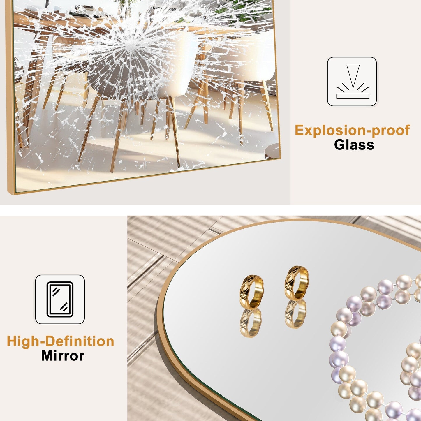 Miroir sur pied en bois arqué, miroir mural