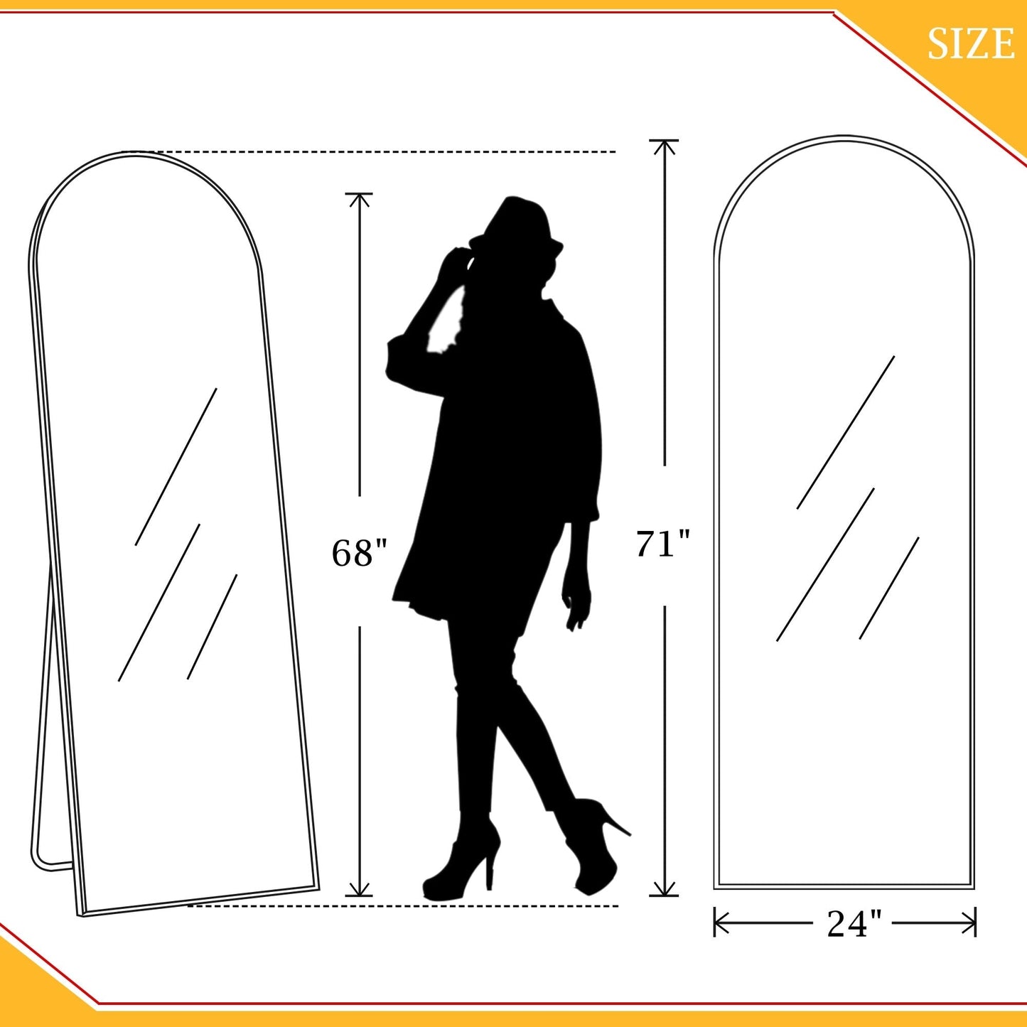 Miroir arqué moderne sur pied