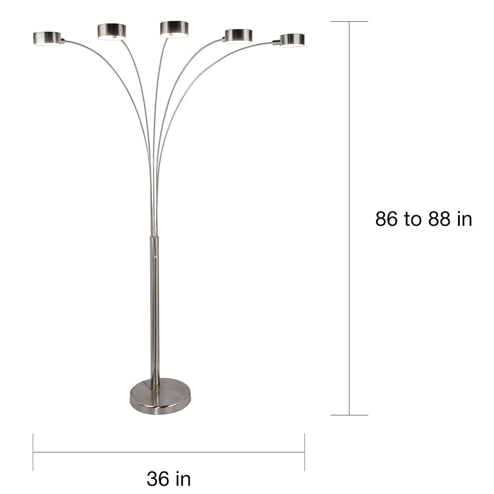 Lampadaire arqué à 5 lumières Charlie de Strick &amp; Bolton en acier brossé