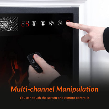 Cheminée électrique BOSSIN 43 avec manteau, insert de cheminée électrique de 58 cm (23 pouces), meuble TV autoportant avec foyer en bois