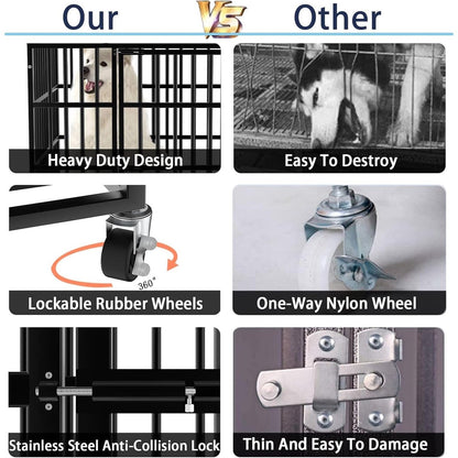 Cage de transport BOSSIN 48/38 pouces ultra-résistante et indestructible, avec roues verrouillables et système anti-évasion