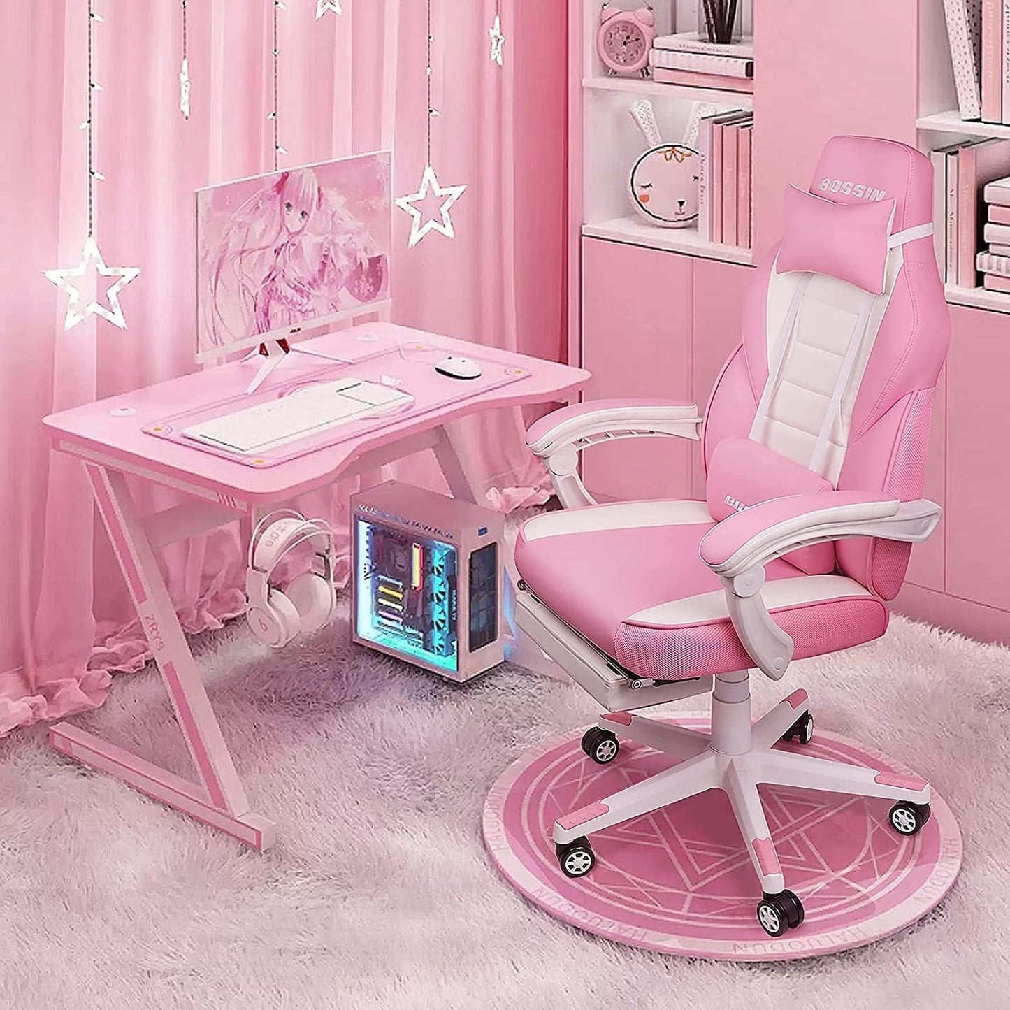 Chaise de jeu BOSSIN style racing, chaise de jeu grande taille (136 kg) avec dossier haut